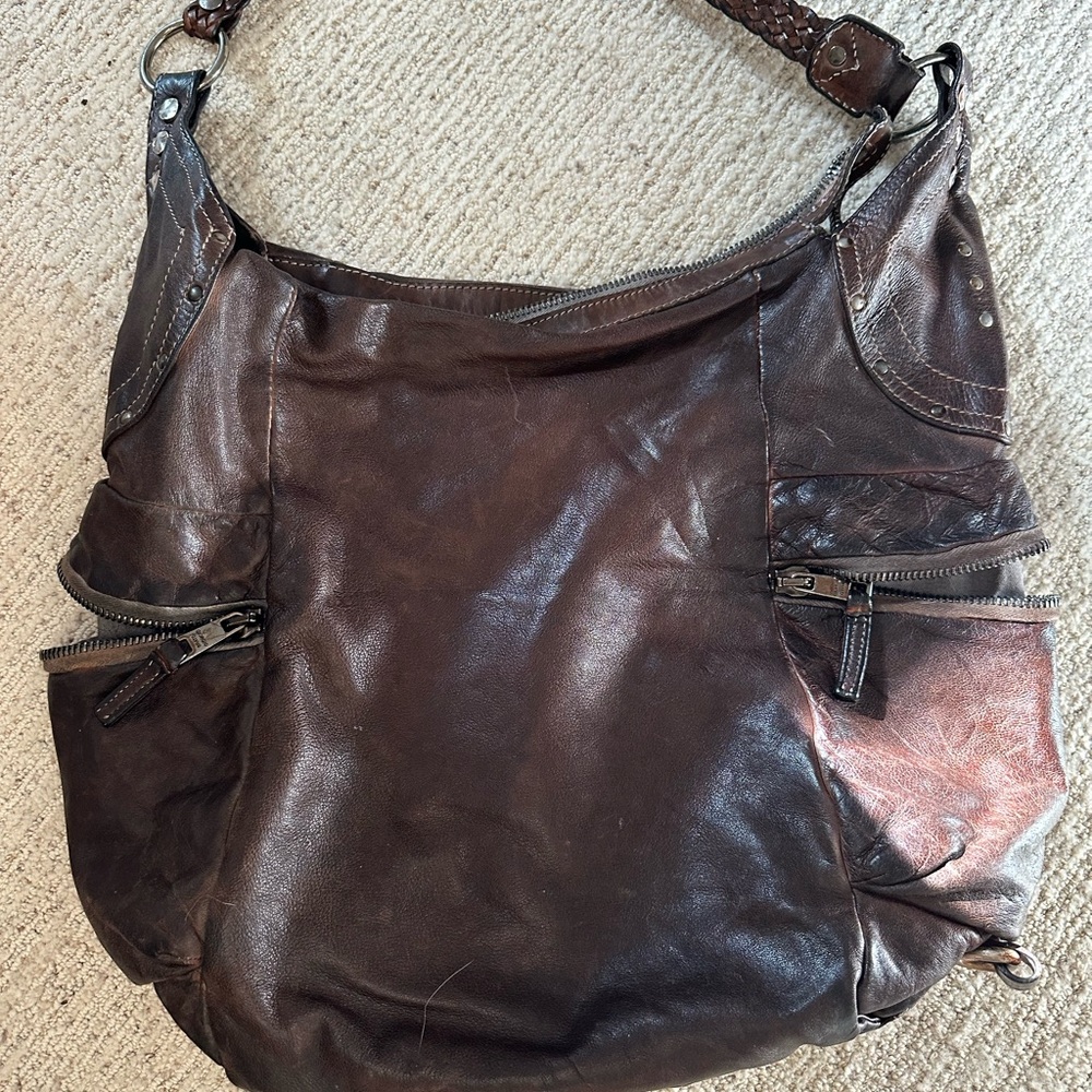 Georgio Brato Brown Leather Hobo Bag